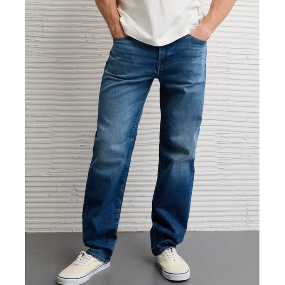 American Eagle Size 30x34 Original Straight Jeans Flex Stretch Med Wash